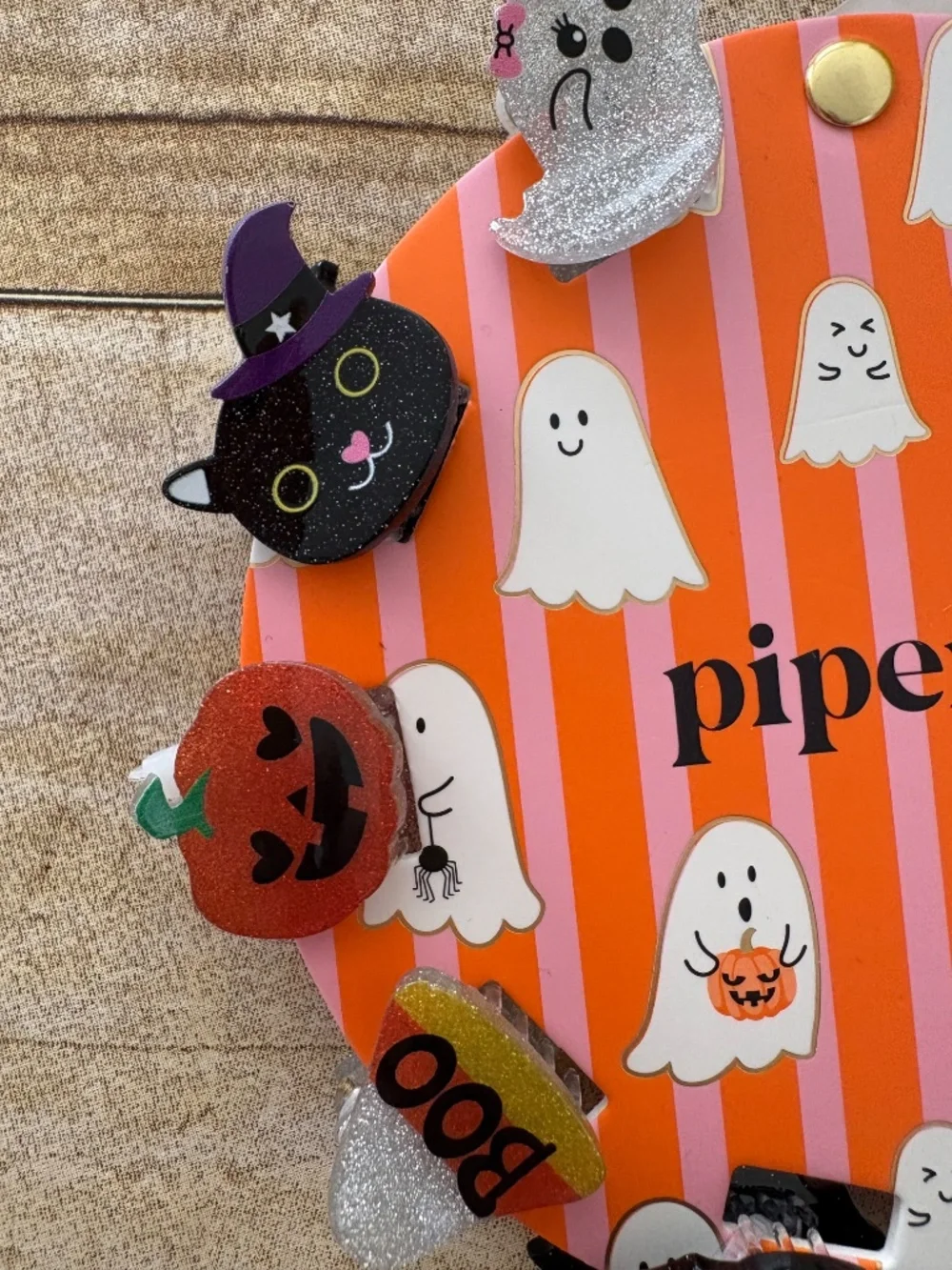 Piper K Halloween Theme Mini Hair Clip Set Cat Bat Ghost Pumpkin